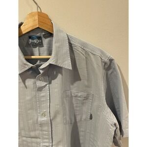 Vintage 90s Gotcha Button Up Shirt Mens XL Blue Striped Short Sleeve Lightweight